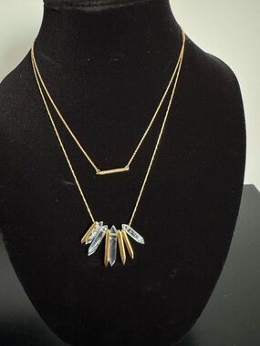 Stella & Dot Gold Tone Clear Crystal Spikes Layered - Women Jewelry